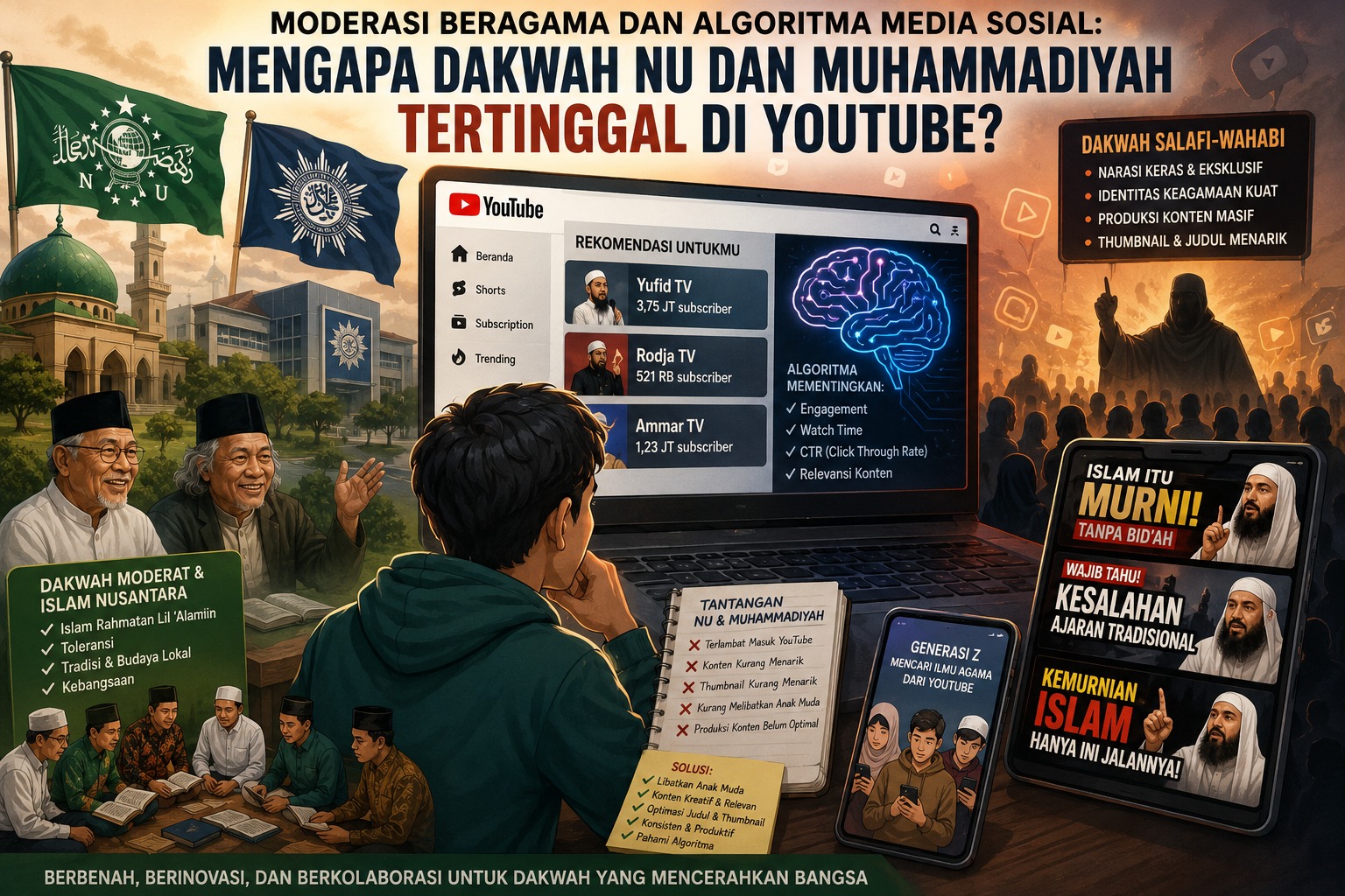 Moderasi Beragama dan Algoritma Media Sosial: Mengapa Dakwah NU dan Muhammadiyah Tertinggal di YouTube?